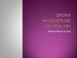 Bronx Masquerade Vocabulary