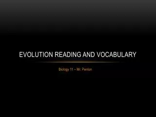 EVOLUTION READING and VOCABULARY