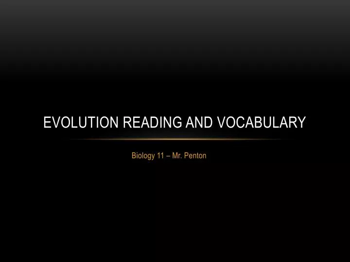 evolution reading and vocabulary