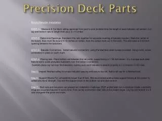 P recision Deck Parts