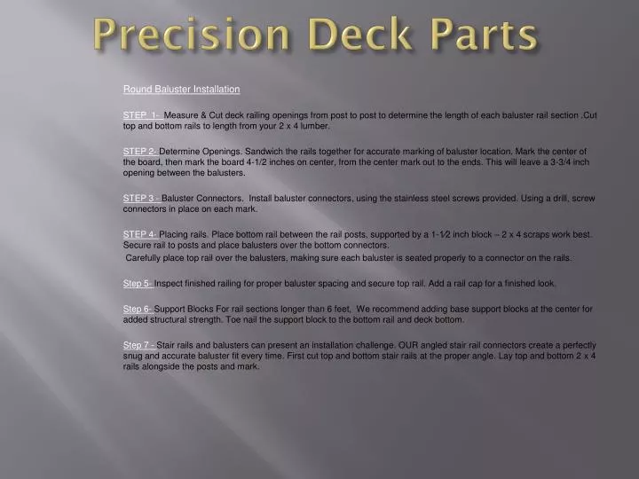 p recision deck parts