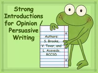 Strong Introductions for Opinion / Persuasive Writing