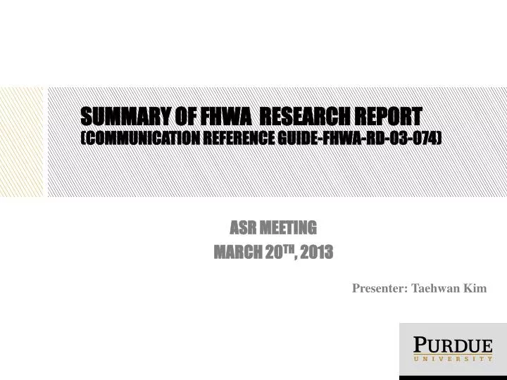summary of fhwa research report communication reference guide fhwa rd 03 074