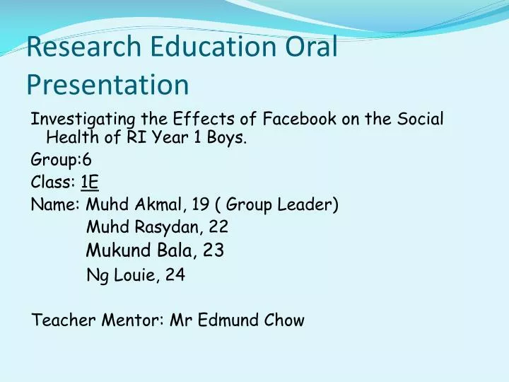 research education oral presentation