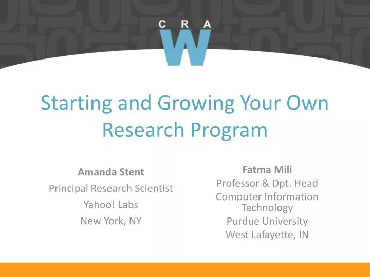 starting and growing your own research program