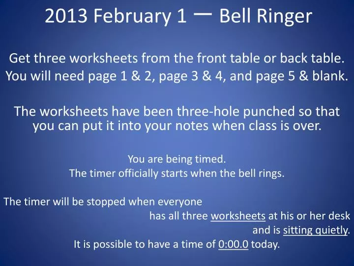 2013 february 1 bell ringer