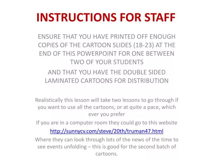 instructions for staff