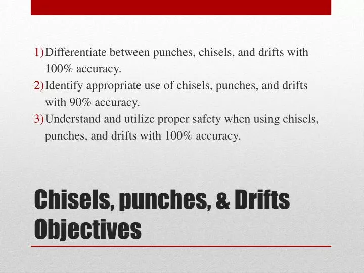 chisels punches drifts objectives