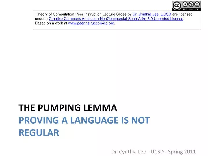 the pumping lemma proving a language is not regular