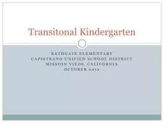 Transitonal Kindergarten