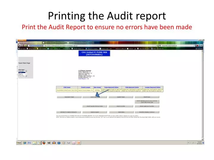 printing the audit report print the audit report to ensure no errors have been made