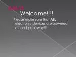 Welcome to Class: Agenda and Introductions - slide 1