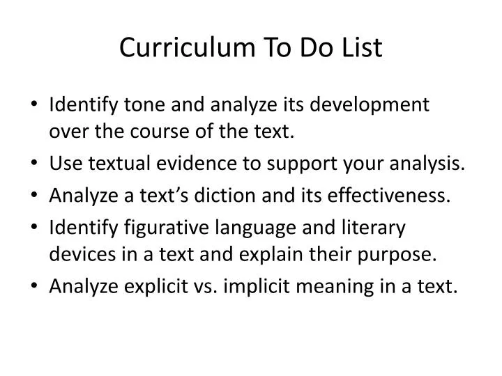 curriculum to do list