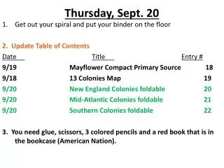 thursday sept 20