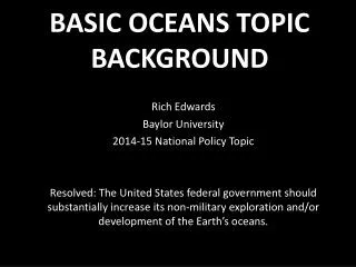 BASIC OCEANS TOPIC BACKGROUND