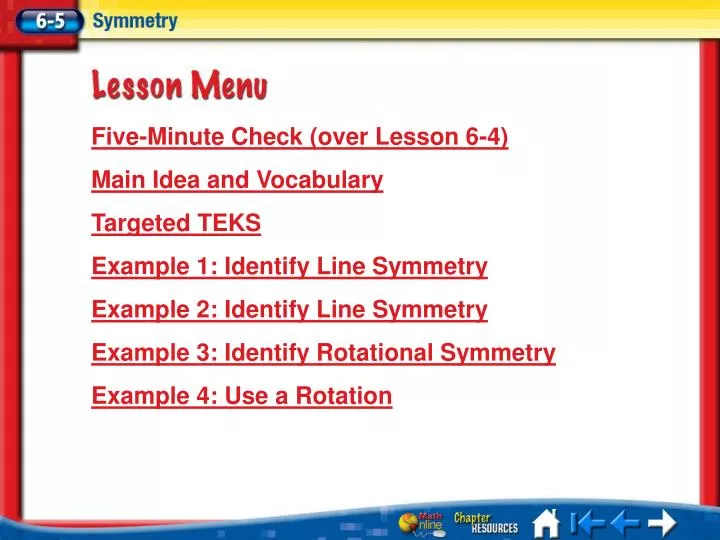 lesson 5 menu