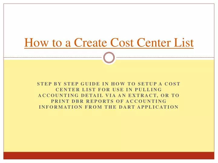 how to a create cost center list