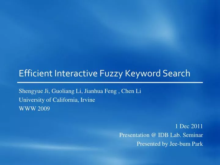 efficient interactive fuzzy keyword search