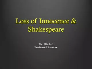 loss of innocence shakespeare