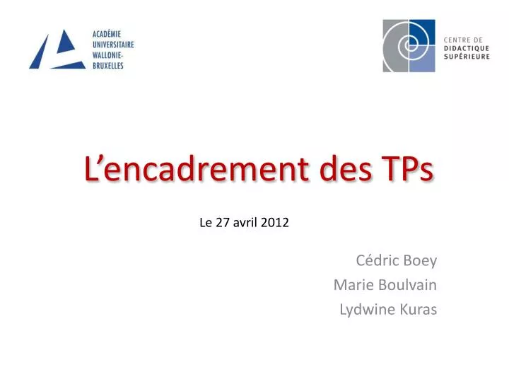 l encadrement des tps