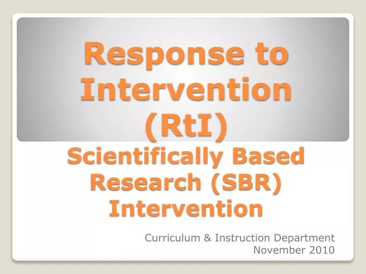 response to intervention rti scientifically based research sbr intervention