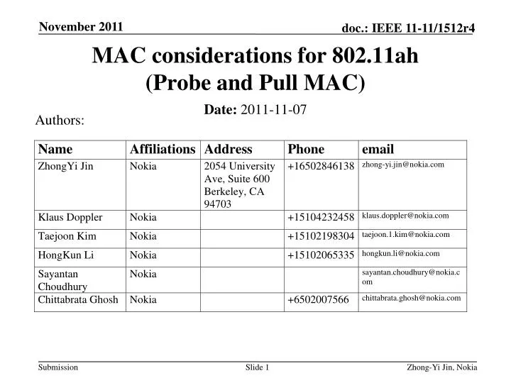 mac considerations for 802 11ah probe and pull mac