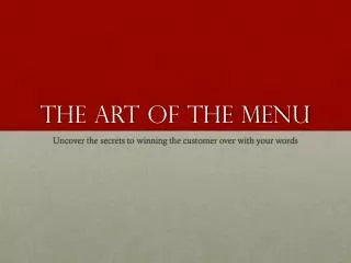 The art of the menu