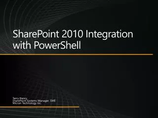SharePoint 2010 Integration with PowerShell