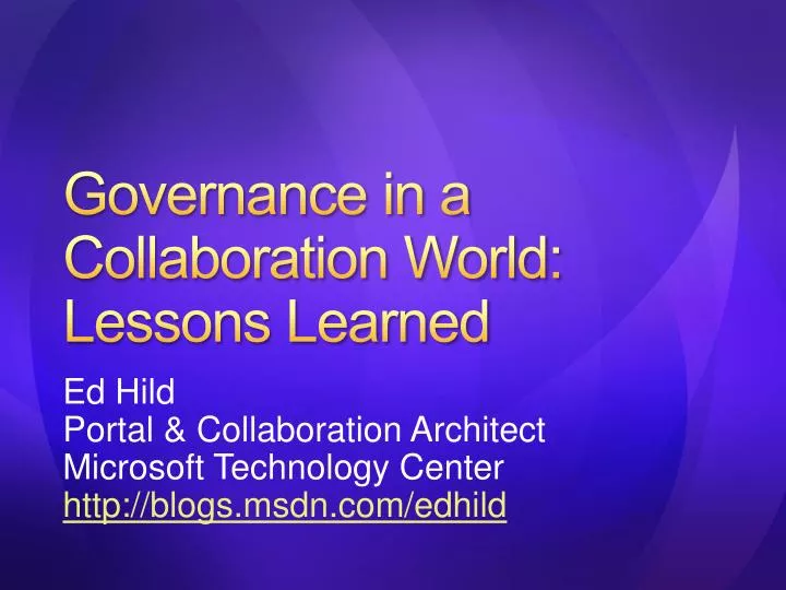 governance in a collaboration world lessons learned