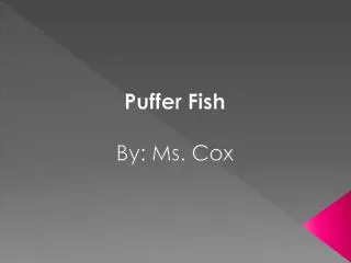 Puffer Fish By: Ms. Cox