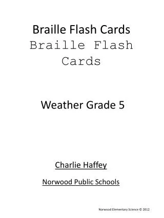 Braille Flash Cards Braille Flash Cards