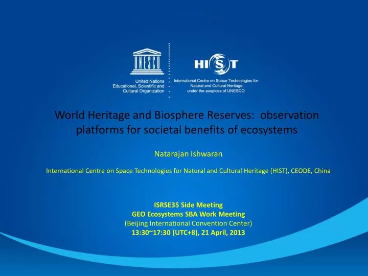 world heritage and biosphere reserves observation platforms for societal benefits of ecosystems