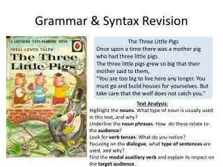 Grammar &amp; Syntax Revision