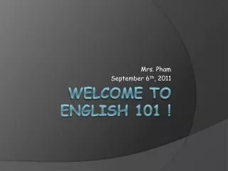 Welcome to English 101 !