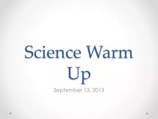 Science Warm Up