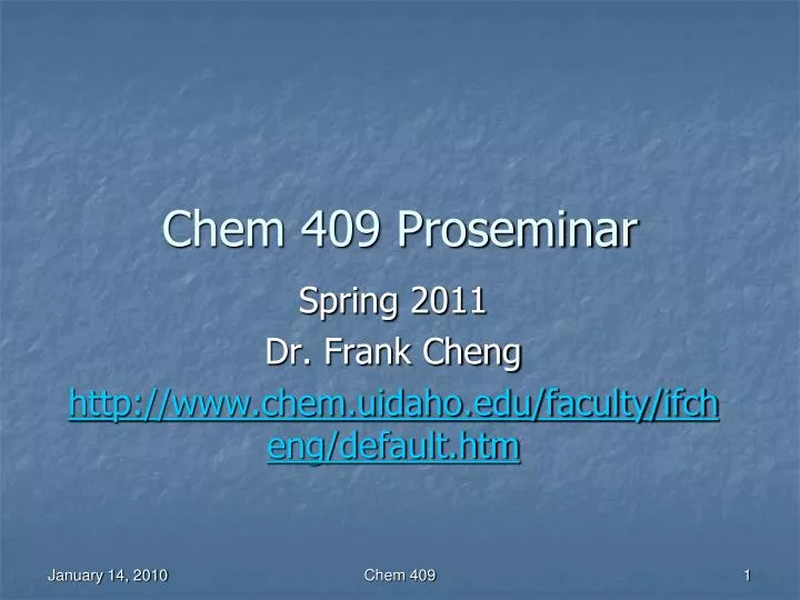 chem 409 proseminar