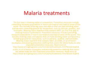 Malaria treatments