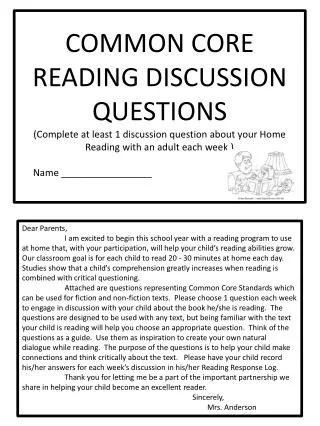 COMMON CORE READING DISCUSSION QUESTIONS