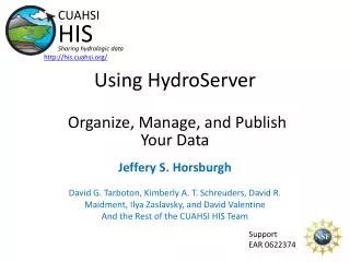 Using HydroServer Organize, Manage, and Publish Your Data