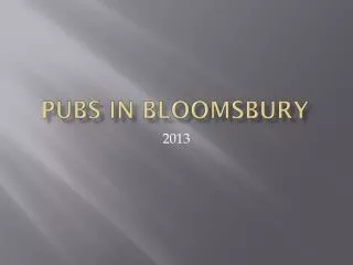 Pubs in Bloomsbury