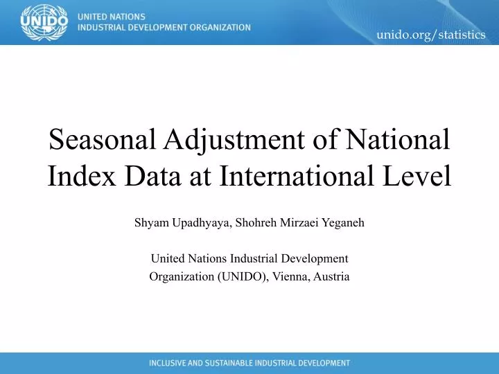 seasonal adjustment of national index data at international level