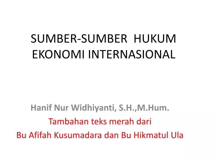 sumber sumber hukum ekonomi internasional