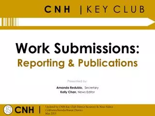 Work Submissions: Reporting &amp; Publications