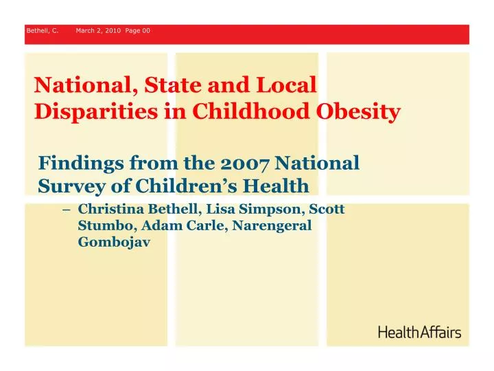 national state and local disparities in childhood obesity
