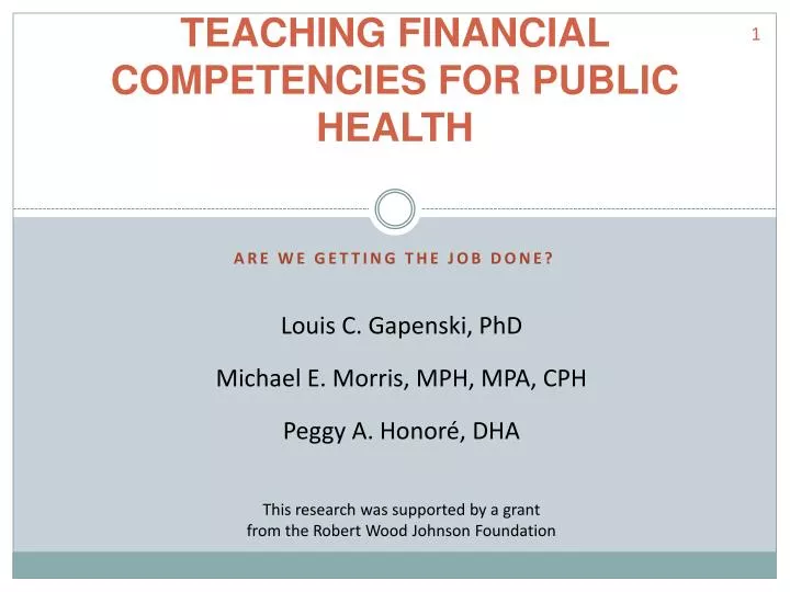 teaching financial competencies for public health