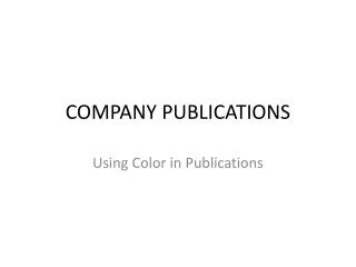 COMPANY PUBLICATIONS