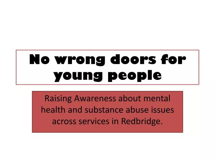 no wrong doors for young people