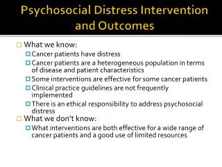 psychosocial distress intervention and outcomes