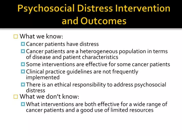 psychosocial distress intervention and outcomes