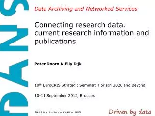 Connecting research data, current research information and publications